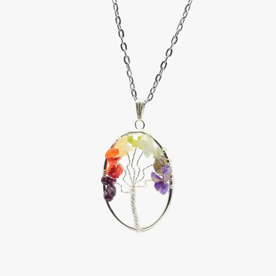 7 Chakra Pendant - Oval Tree of Life