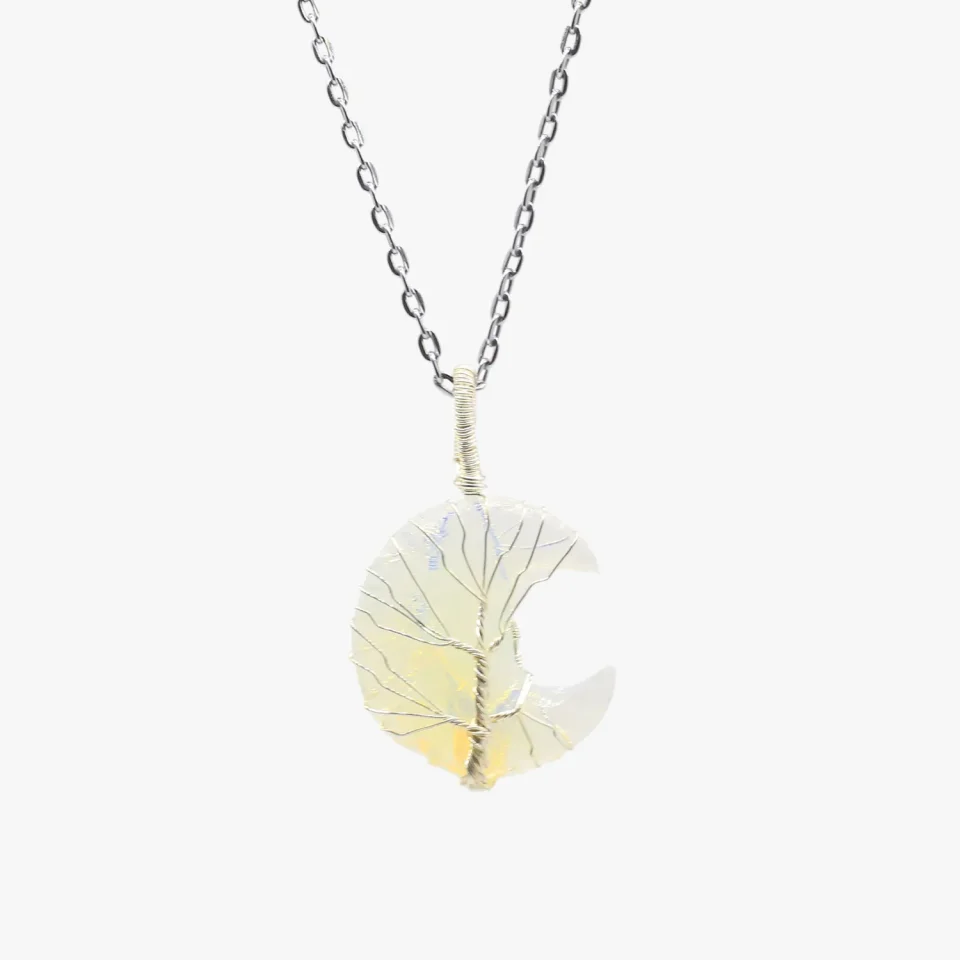 Opalite Moon Carving Pendant
