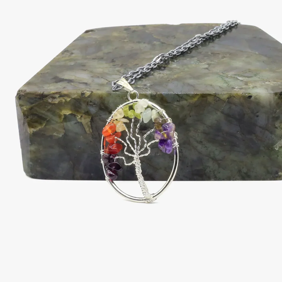 buy online 7 Chakra Pendant - Oval Tree of Life