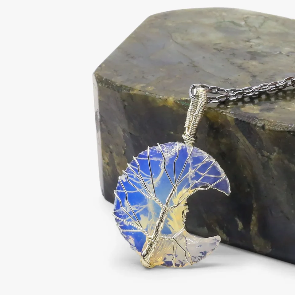 buy online Opalite Moon Carving Pendant