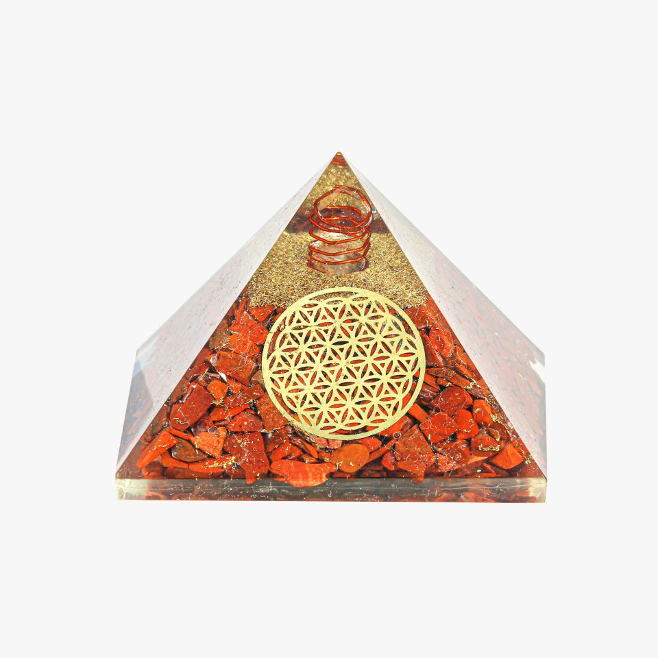 Red Jasper, & Clear Quartz Orgone Pyramid