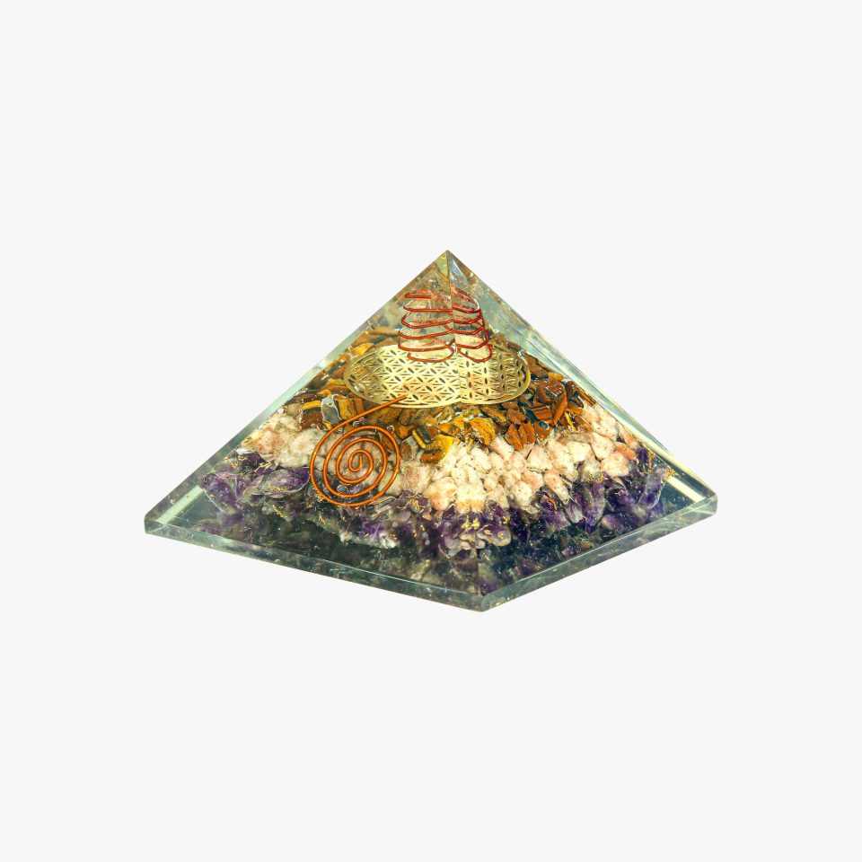 buy online Tiger Eye, Sunstone & Amethyst Orgone Pyramid