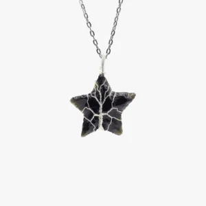 Black Obsidian Star Carving Pendant